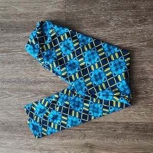 LuLaRoe One Size Leggings Blue Yellow